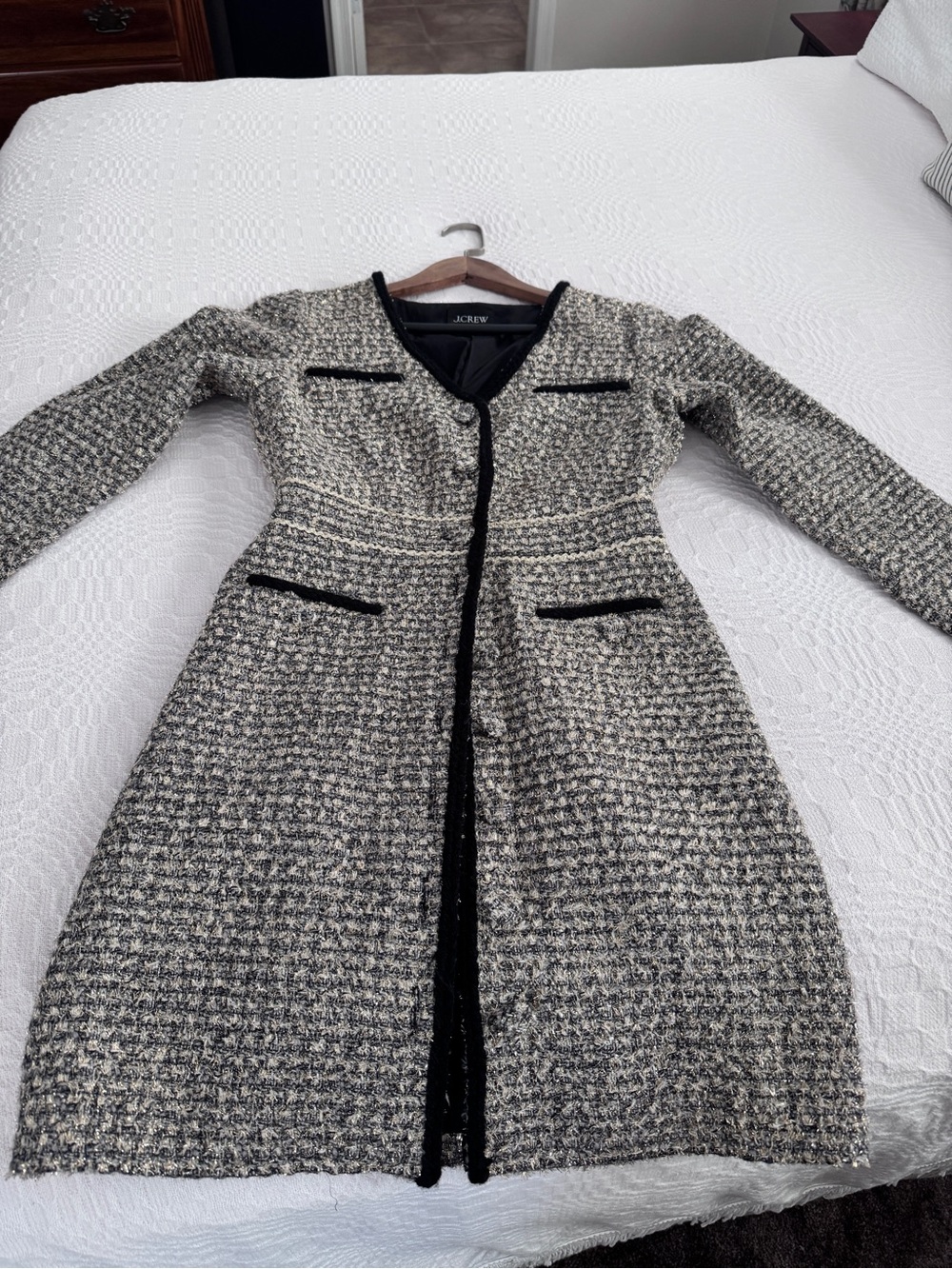 J. Crew Black and Cream Tweed Blazer Dress